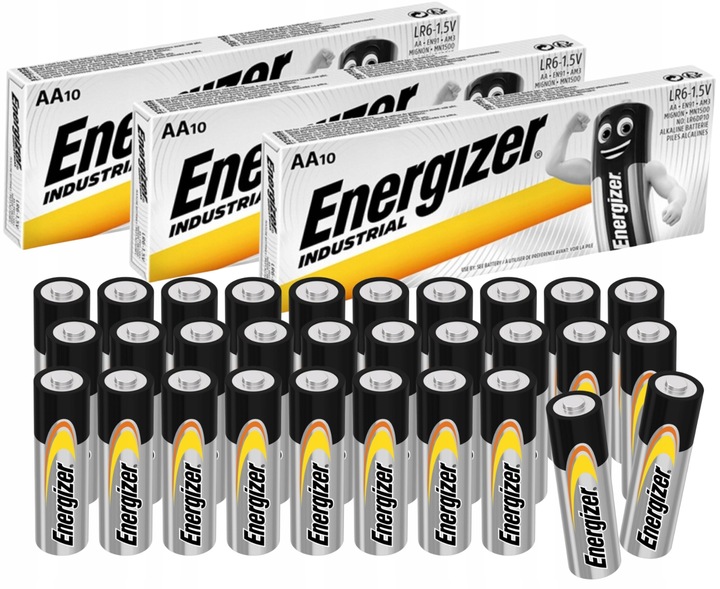 Baterie AA ENERGIZER Paluszki Alkaiczne R6 1.5V Mocne 30 sztuk Oryginalne