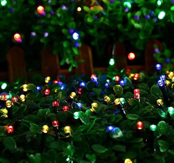 LAMPKI CHOINKOWE ŚWIĄTECZNE SOLARNE 200 LED ZEWNĘTRZNE MULTIKOLOR