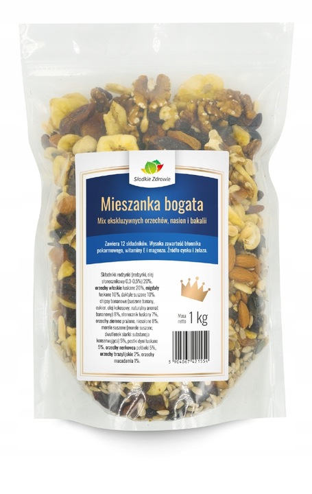 MIESZANKA BOGATA Mix ekskluzywnych orzechów, nasion i bakalii STUDENCKA 1kg