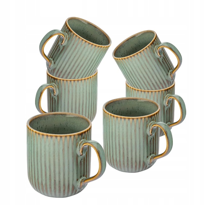 Kubki do kawy porcelanowe zestaw 6 kubków Altom Design Reactive Sage 400 ml