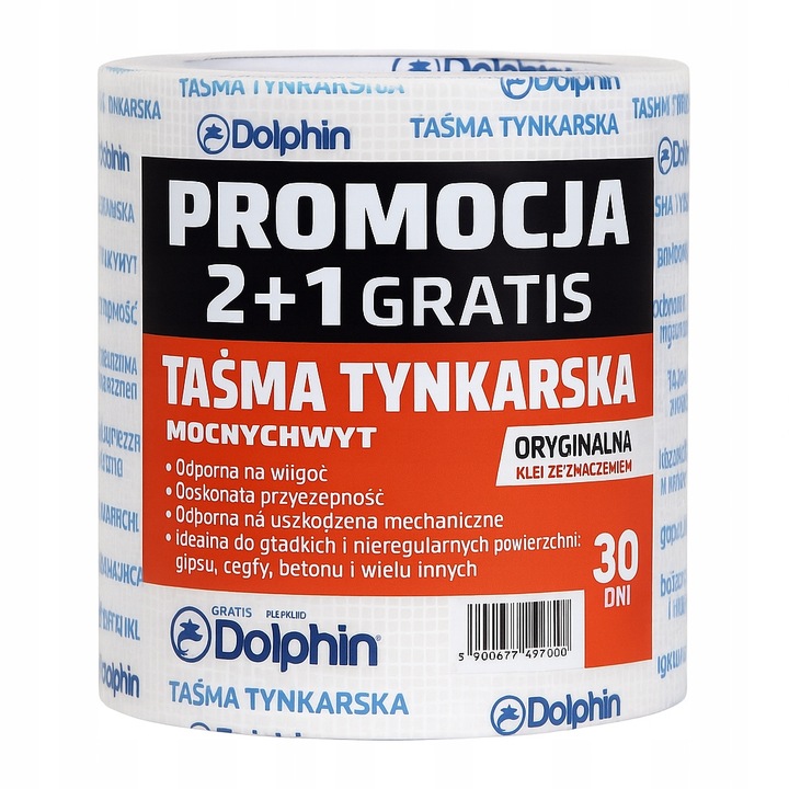 BLUE DOLPHIN Taśma Tynkarska do Elewacji 30 Dni 48mm x 50m 2+1 GRATIS