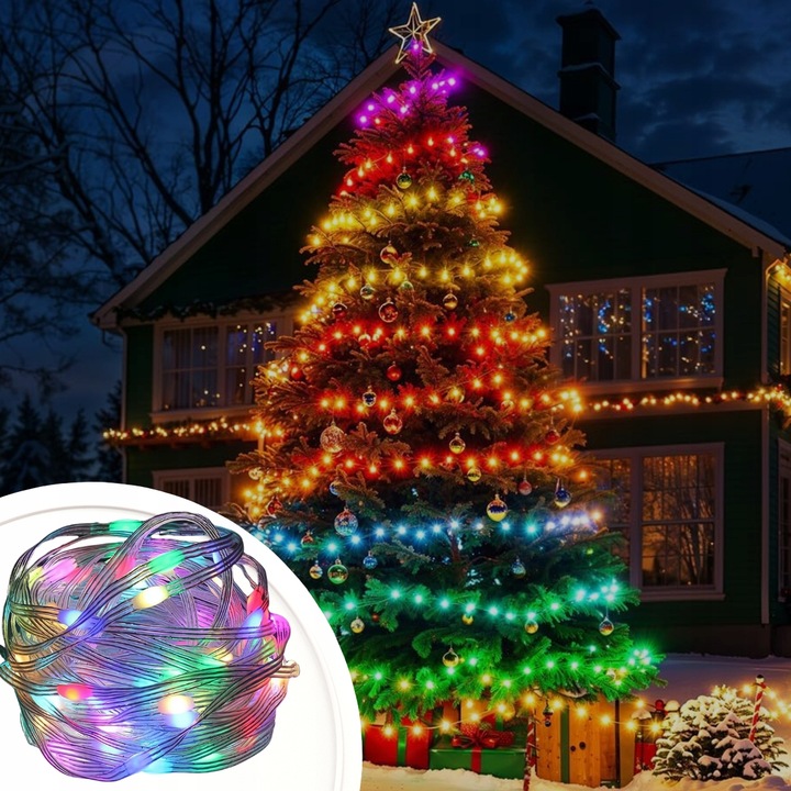INTELIGENTNE Lampki Choinkowe 200LED SMART FLASH Bluetooth Apka PILOT 20m