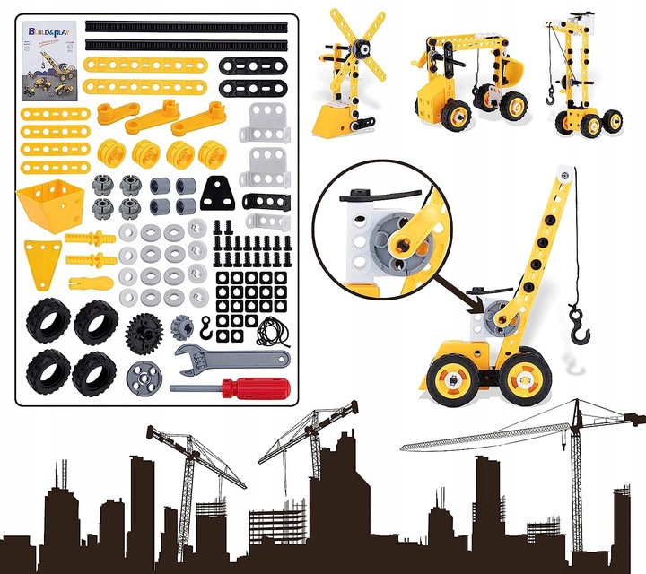 Klocki Konstrukcyjne Zestaw kreatywny XXL POJAZDY DO SKRĘCANIA 112 el 10w1