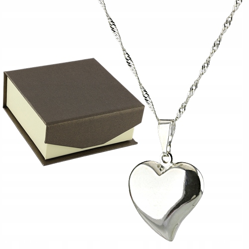 WYJĄTKOWE SERDUSZKO Z ŁAŃCUSZKIEM SINGAPUR DŁUGOŚĆ 45 CM SREBRO PRÓBY 925