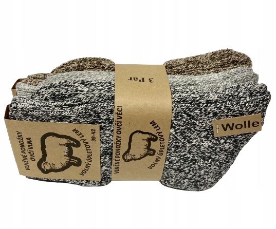 3x Ciepłe grube ZIMOWE skarpety wełniane MERYNO 3x