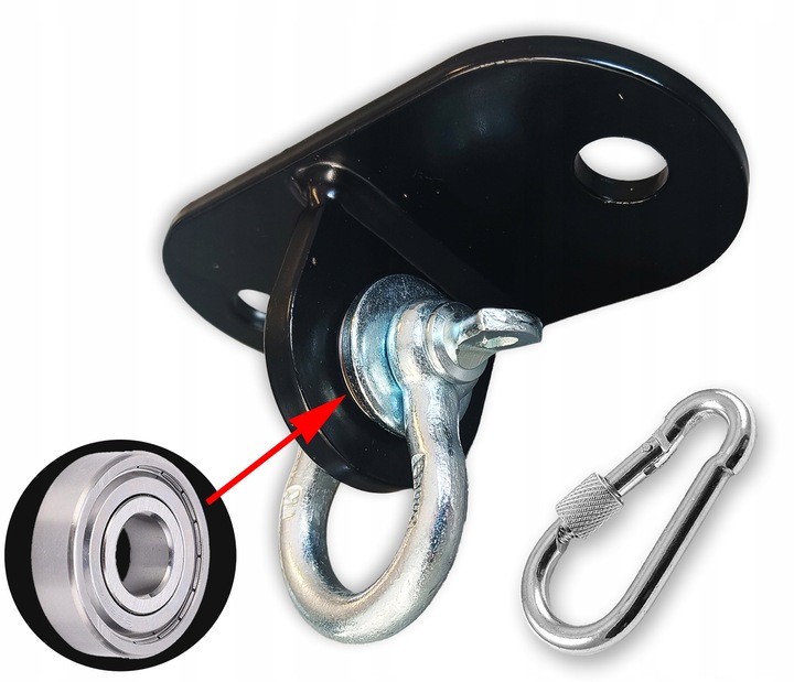 Uchwyt sufitowy z ŁOŻYSKIEM i szeklą mocowanie łożyskowane wieszak hak