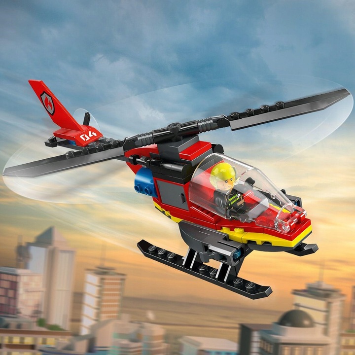 LEGO City Straż Pożarna 60411 Strażacki Helikopter Ratunkowy Armatki Wodne