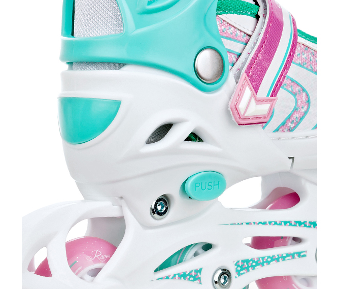 Rolki Regulowane RAVEN Lia PLUS Mint 34-37 Kółka LED