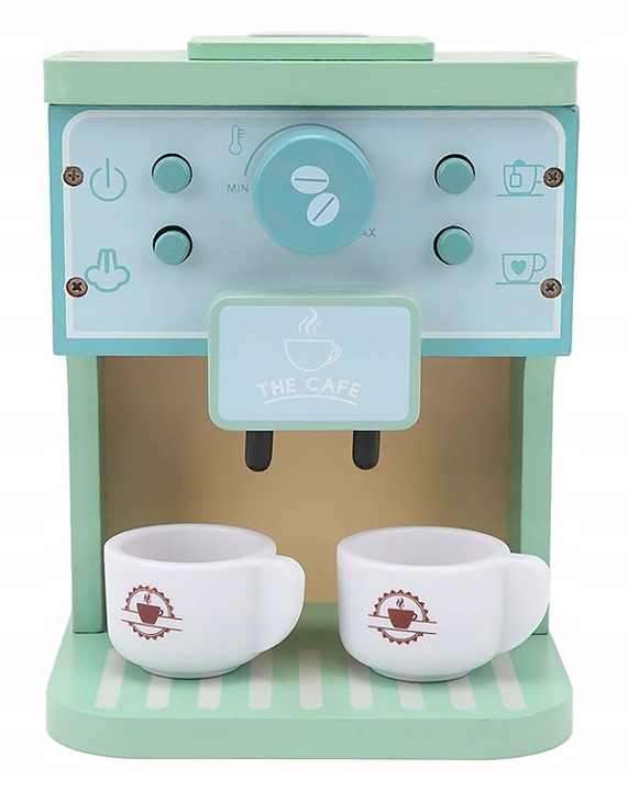 EKSPRES DO KAWY DREWNIANY DLA DZIECI AKCESORIA KUCHENNE FILIŻANKI MLEKO AGD