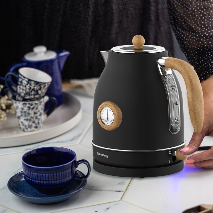 Czajnik elektryczny Klausberg KB-7907 1.7L z termometrem Czarny Retro 2200W
