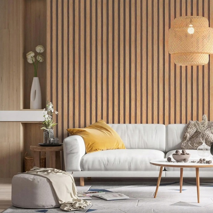 Tapeta Lamel Samoprzylepna Panele Ścienne 3D Okleina Lamele Brąz Drewno 10m