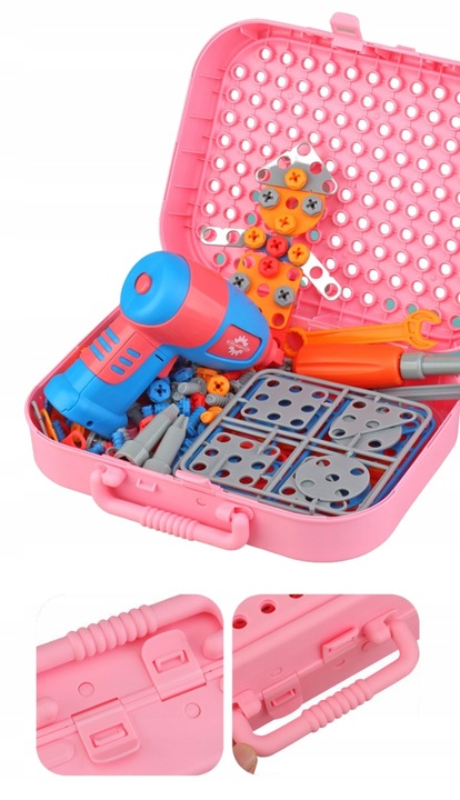 KLOCKI 3D JEDNOROŻEC Konstrukcyjne wkrętarka walizka układanka + BATERIE