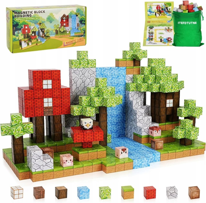 KLOCKI MAGNETYCZNE KLOCKI SZEŚCIANY 100 KLOCKÓW Z MAGNESAMI ŚWIETNY PREZENT