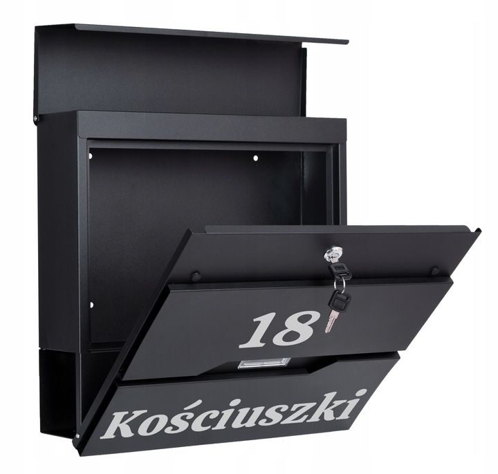 SKRZYNKA POCZTOWA NA LISTY GAZETY Z NAPISEM NUMEREM DOMU SPERSONALIZOWANA