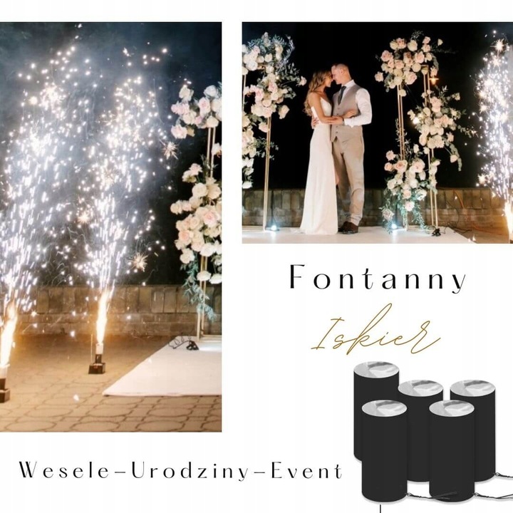 Zestaw 5 fontann Iskier 3 metry 30 sek - DJ, Wesele, Pierwszy taniec, Tort