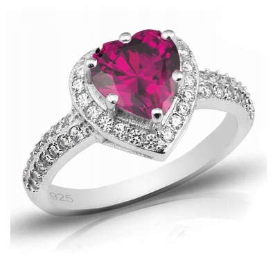 Pierścionek Srebrny z Rubinowym Sercem