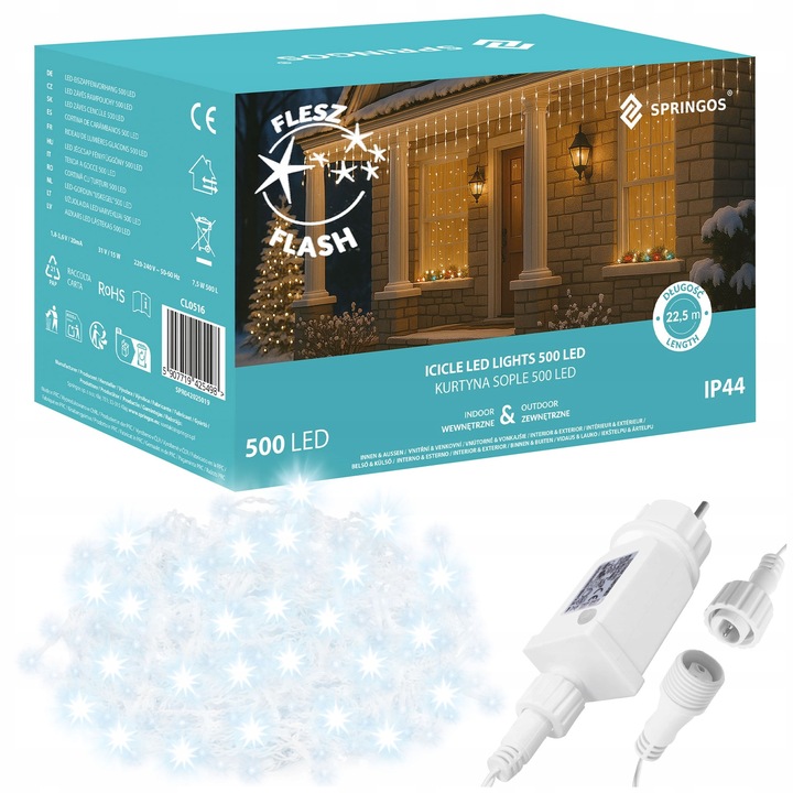 SOPLE 500 LED LAMPKI ZEWNĘTRZNE IP44 STAŁE + FLASH BIAŁE ZIMNE OŚWIETLENIE