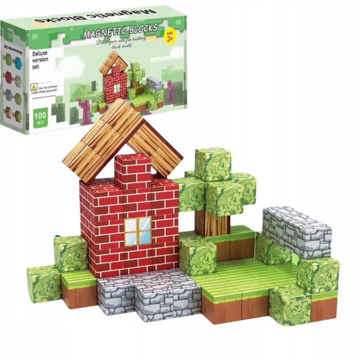 KLOCKI MAGNETYCZNE KOSTKI SZEŚCIANY 3D Zestaw 100 elementów