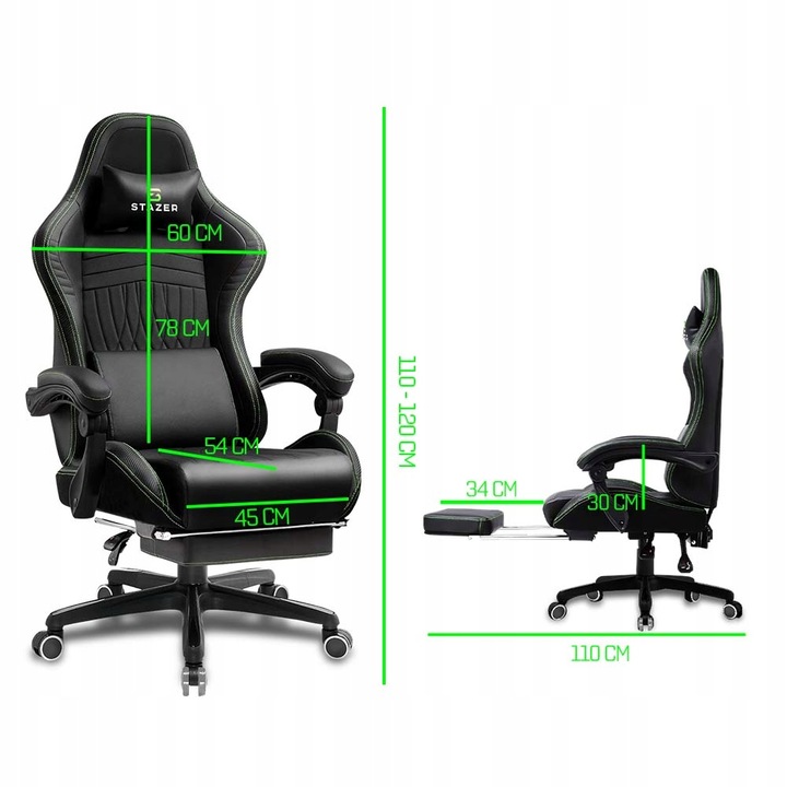 FOTEL KUBEŁKOWY OBROTOWY GAMINGOWY KRZESŁO GRACZA ERGONOMICZNY Z PODNÓŻKIEM