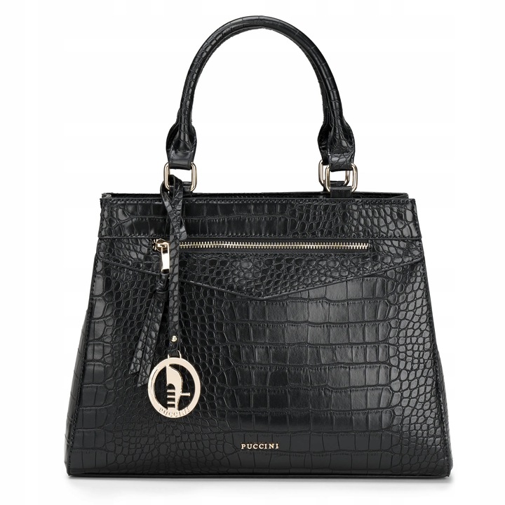 Torebka Damska Mała Kuferek Ramię Odpinany Pasek PUCCINI Czarna BML067S-1