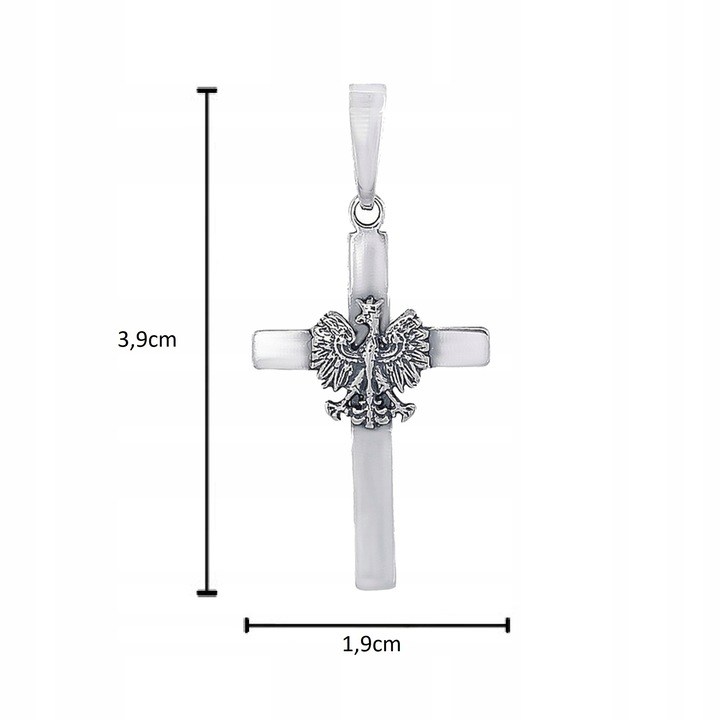 SREBRNY KRZYŻYK PATRIOTYCZNY Z ORŁEM 925 PREZENT DLA NIEGO DZIADKA TATY