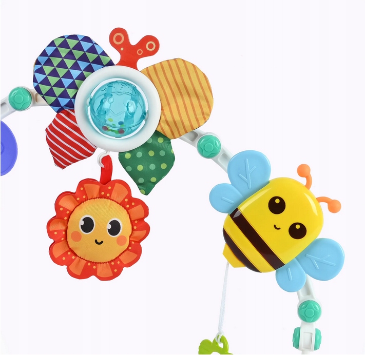 PAŁĄK z zawieszkami DO WÓZKA FOTELIKA ŁÓŻECZKA zabawka sensoryczna gryzak