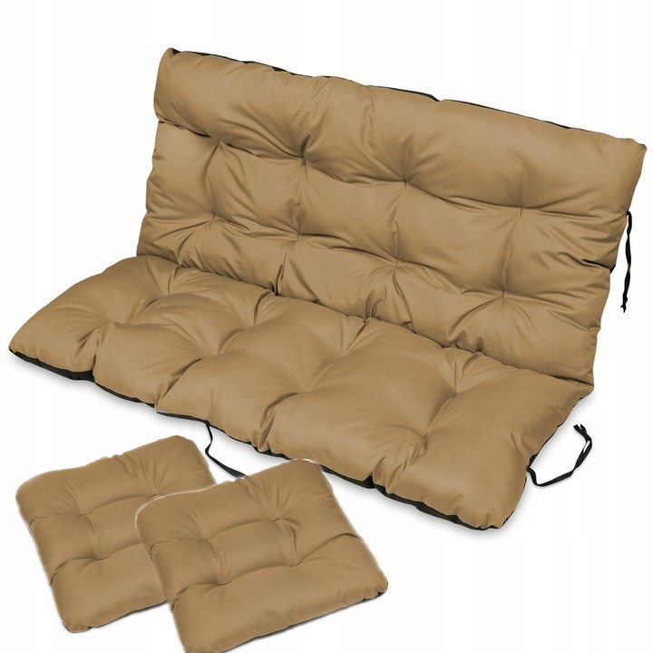Beżowa poduszka na ławkę ogrodową 180x60x50 45/45