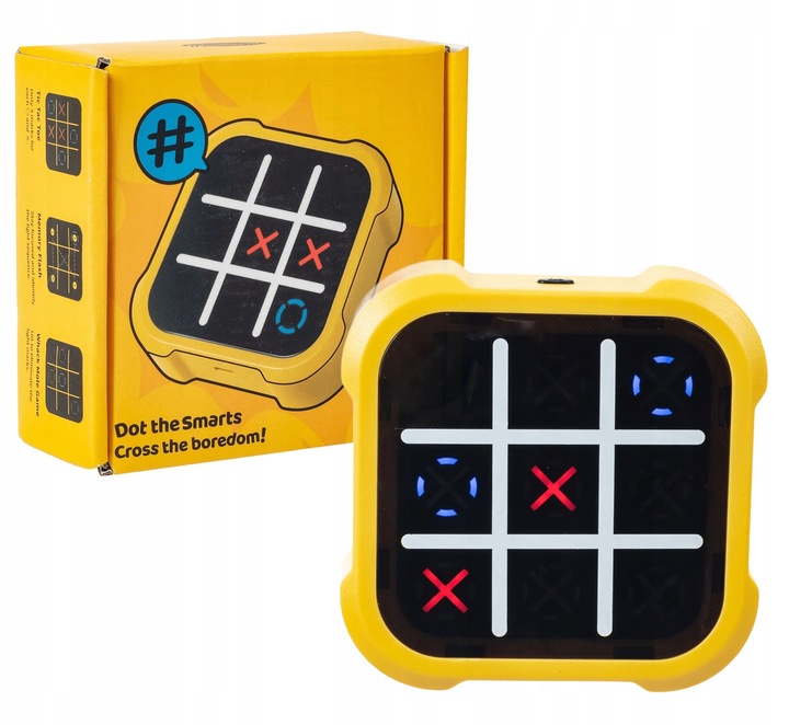 Gra Kółko i Krzyżyk Gra Elektroniczna 4w1 Różne Rozgrywki Ładowanie USB