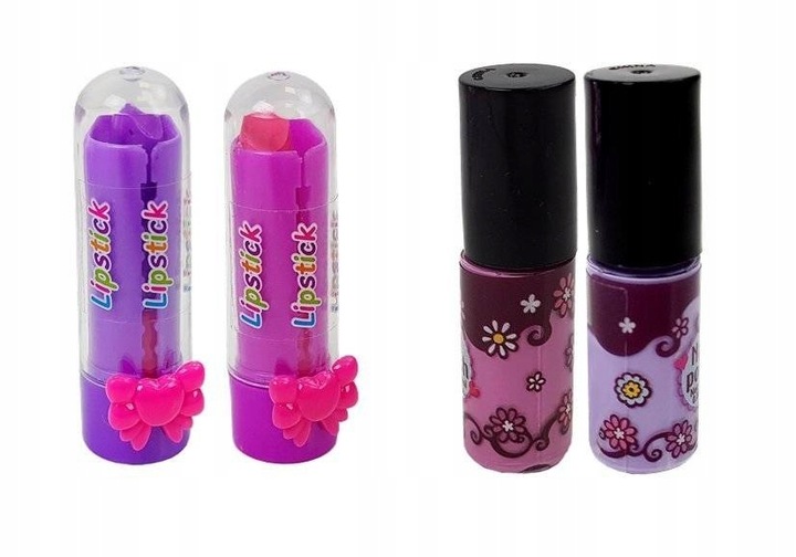 KUFEREK KOSMETYKÓW Zestaw do MAKIJAŻU I PAZNOKCI DLA DZIECI DOMOWE SPA