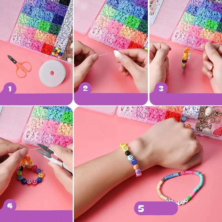ZESTAW KORALIKÓW DO ROBIENIA BRANSOLETEK BIŻUTERII ZAWIESZKI SERDUSZKA