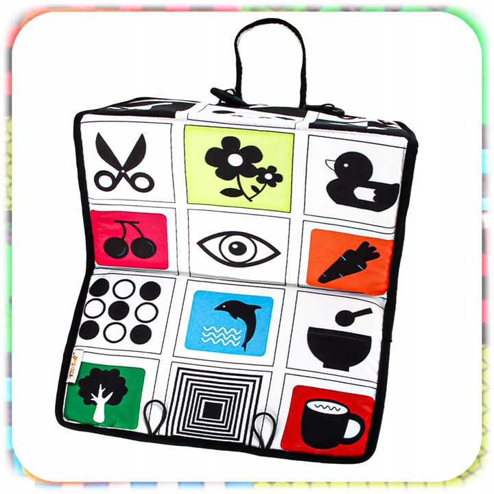 KSIĄŻECZKA KONTRASTOWA DLA NIEMOWLĄT Z Lusterkiem Sensoryczna Składana 0+