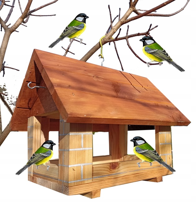 FAJNY karmnik dla ptaków domek karmnik dekoracja ogrodu 27/30/28 budka