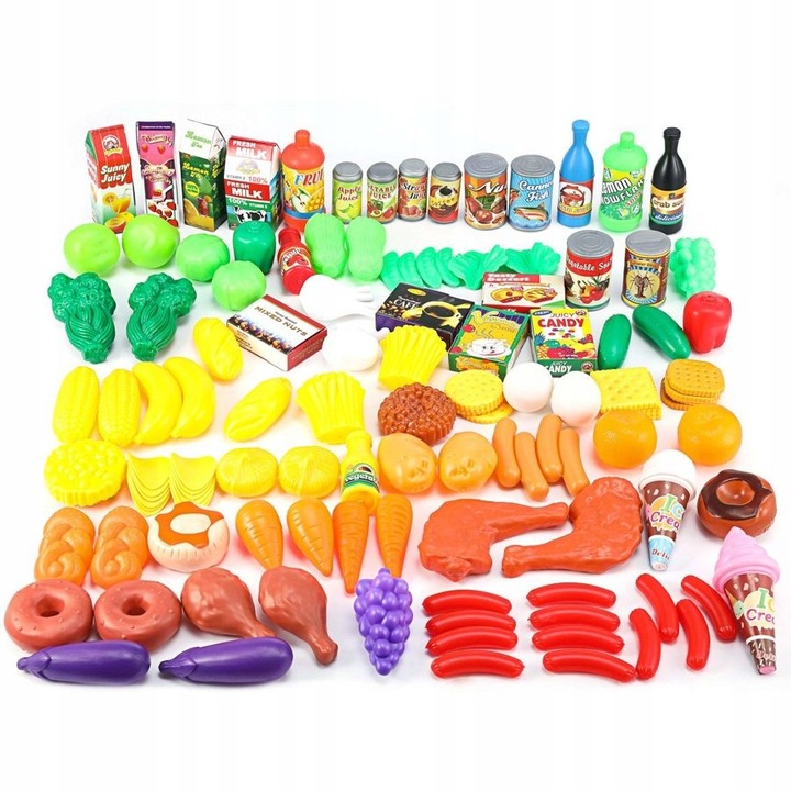 WARZYWA OWOCE PRODUKTY SPOŻYWCE DO KUCHNI DLA DZIECI PLASTIKOWE 120 el.