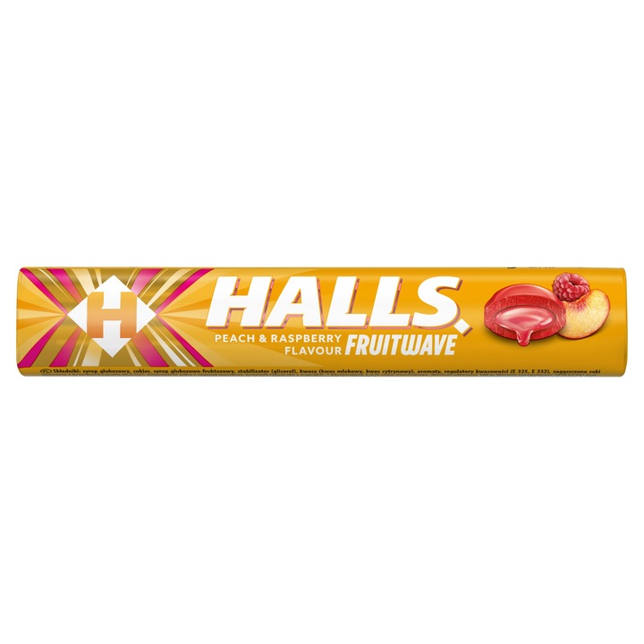 Halls Fruitwave Peach & Raspberry Cukierki 45 g