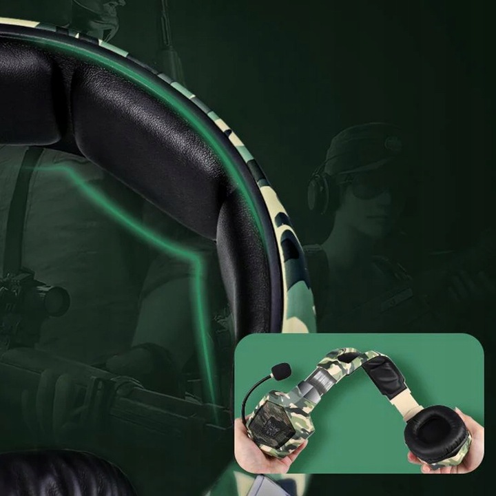 ONIKUMA K8 CAMO SŁUCHAWKI GAMINGOWE NAUSZNE PRZEWODOWE Z MIKROFONEM RGB