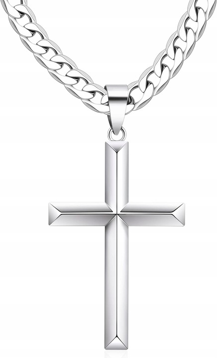 SREBRNY Łańcuszek z Krzyżykiem Męski Diamentowany Krzyż Włoski + GRATIS