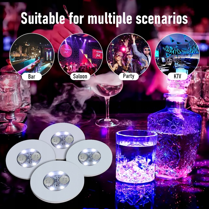 30 LED Coaster LED Naklejka LED Lampki LED do butelek na szampańskie Party