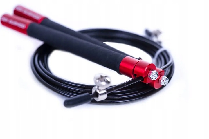 SKAKANKA CZERWONA PROFESJONALNA CROSSTRAINING ALUMINIOWA Z ŁOŻYSKAMI 3M