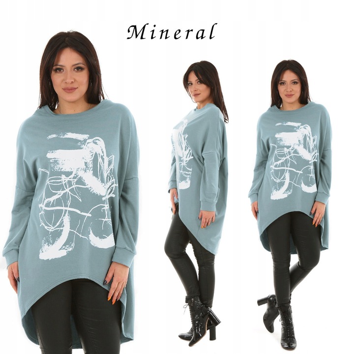 F553 Luźna BLUZA oversize z grafiką