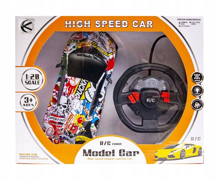 Samochód sportowy graffiti ze światłami auto zdalnie sterowane