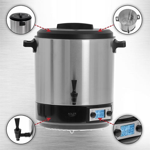 ELEKTRYCZNY GARNEK DO PASTERYZACJI PARZENIA WĘDLIN WARNIK PODGRZEWACZ LCD 2
