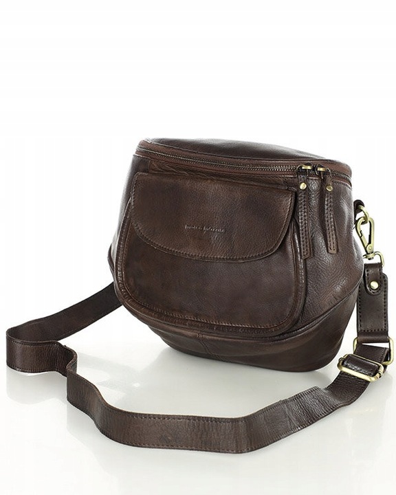 Torebka LISTONOSZKA damska SKÓRZANA szeroki pasek