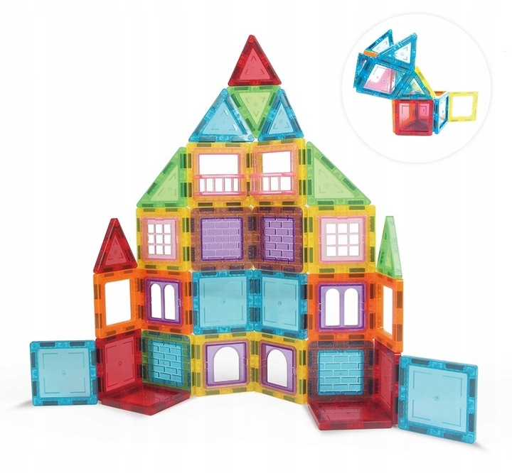 EDUKACYJNE KLOCKI MAGNETYCZNE ZESTAW 56 EL PANELE KONSTRUKCYJNE DLA DZIECI