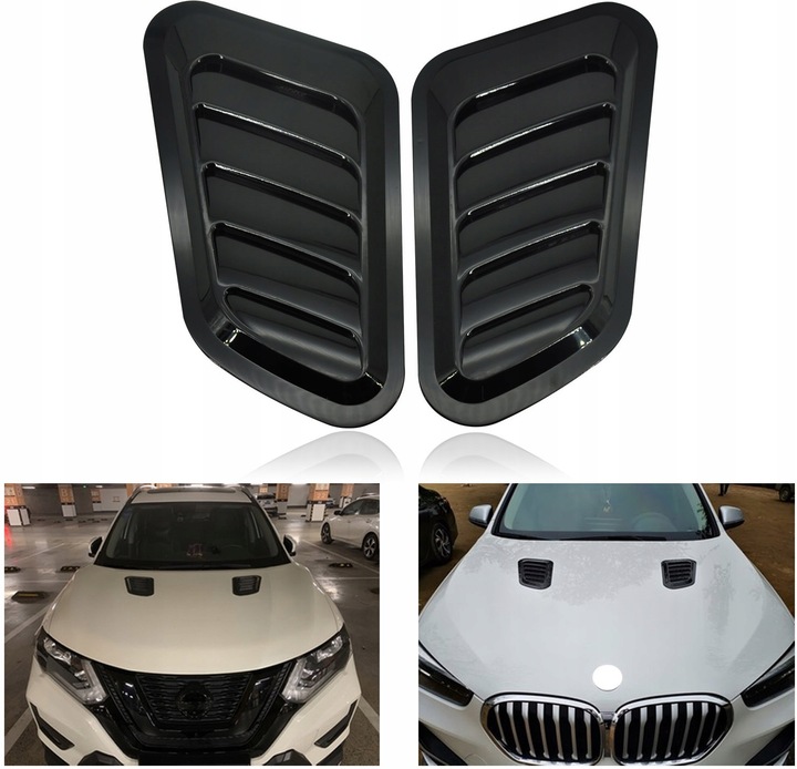 WLOTY POWIETRZA x2 NA MASKĘ ZDERZAK TUNING UNIWERSALNE CZARNE ATRAPA