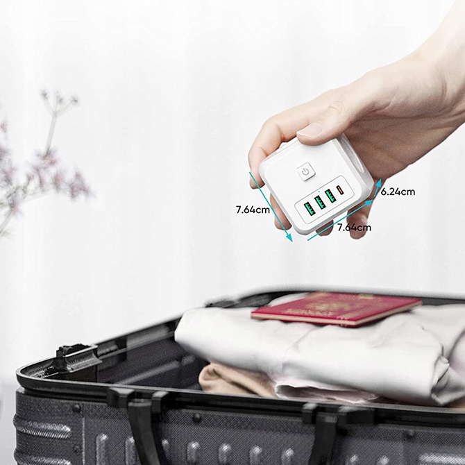 ROZGAŁĘŹNIK SIECIOWY KOSTKA 3 GNIAZDA USB USB C