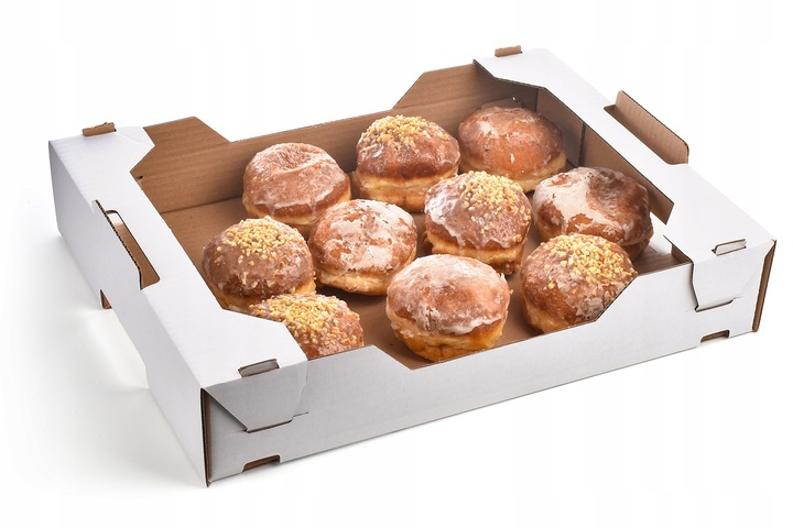 Karton Tacka Pudełko Pączki Donuty Ciasto TŁUSTY CZWARTEK 40x30, 50 sztuk