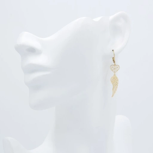 Wiszace kolczyki skrzydla ANIOLA SERCE stal chirur