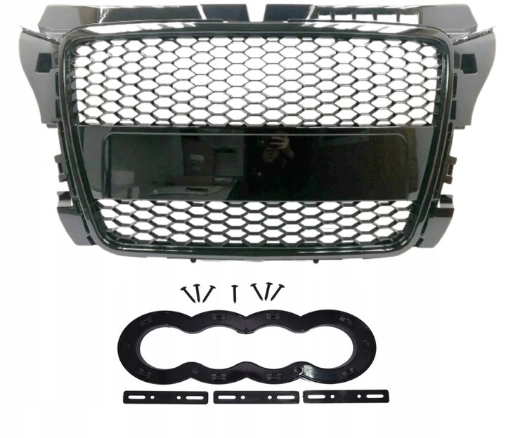 grill atrapa audi a3 8p 08-12 rs look black polysk