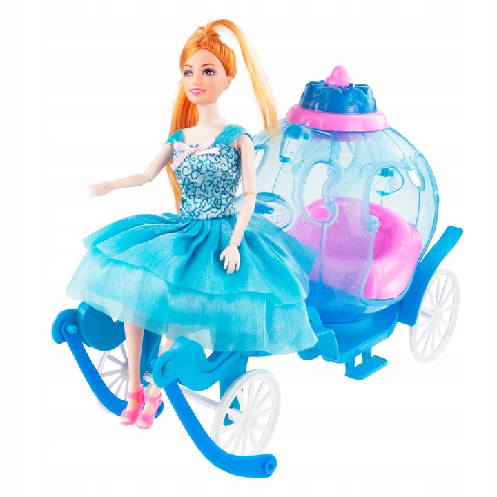 KARETA DLA LALKI Z PEGAZEM JEDNOROŻCEM I LALKĄ KAROCA LODOWA KRAINA