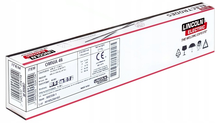 Elektrody Rutylowe Lincoln Omnia 46 Ø2,5; 2,1kg